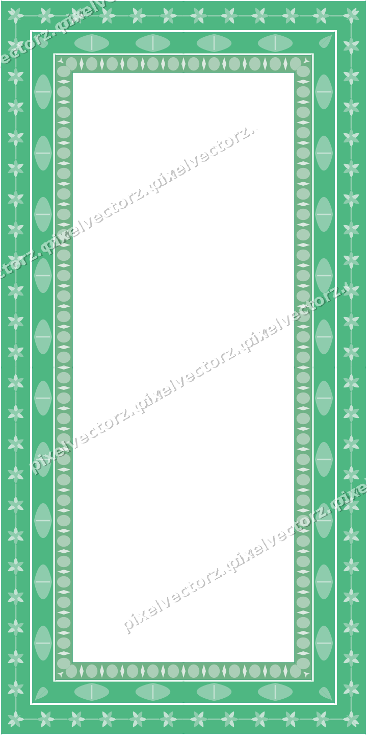 Decorative picture frame border in green and teal with egg and dart