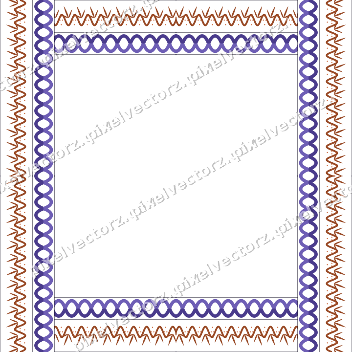 Decorative picture frame border in orange and blue with guilloche