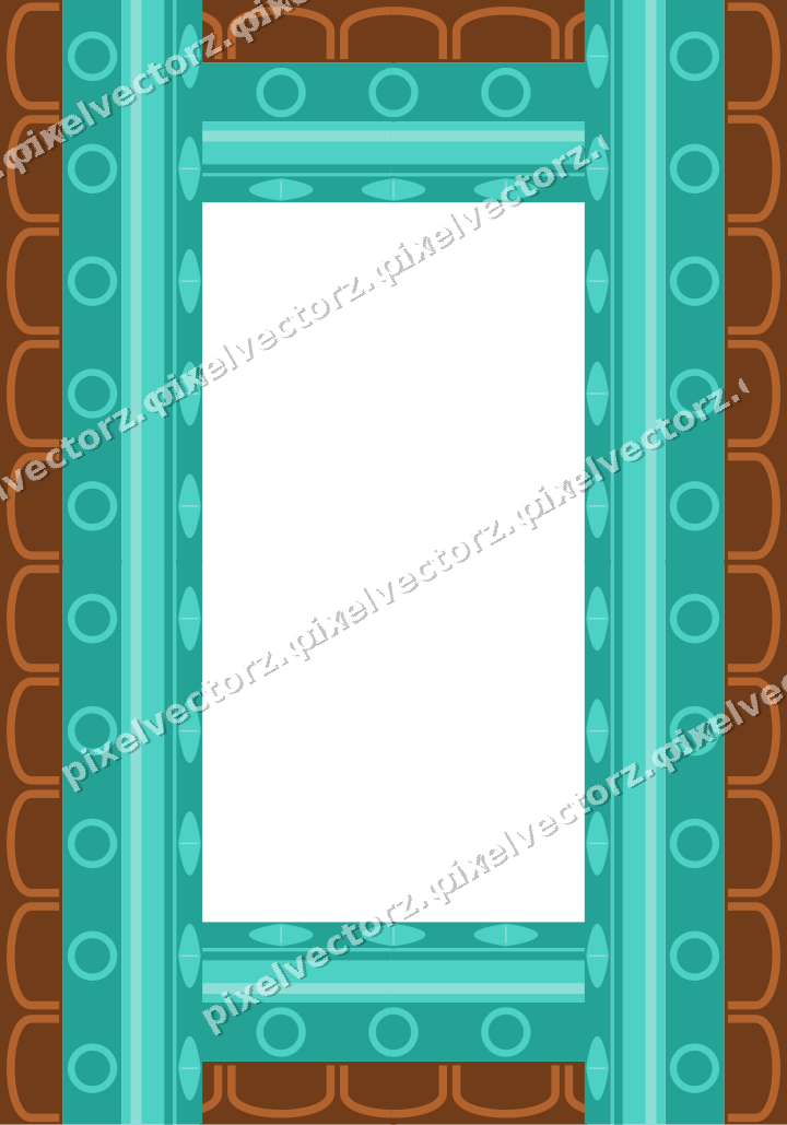 Decorative picture frame border in orange and teal with leaf moulding