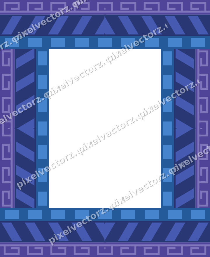 Decorative picture frame border in blue and cyan with greek key
