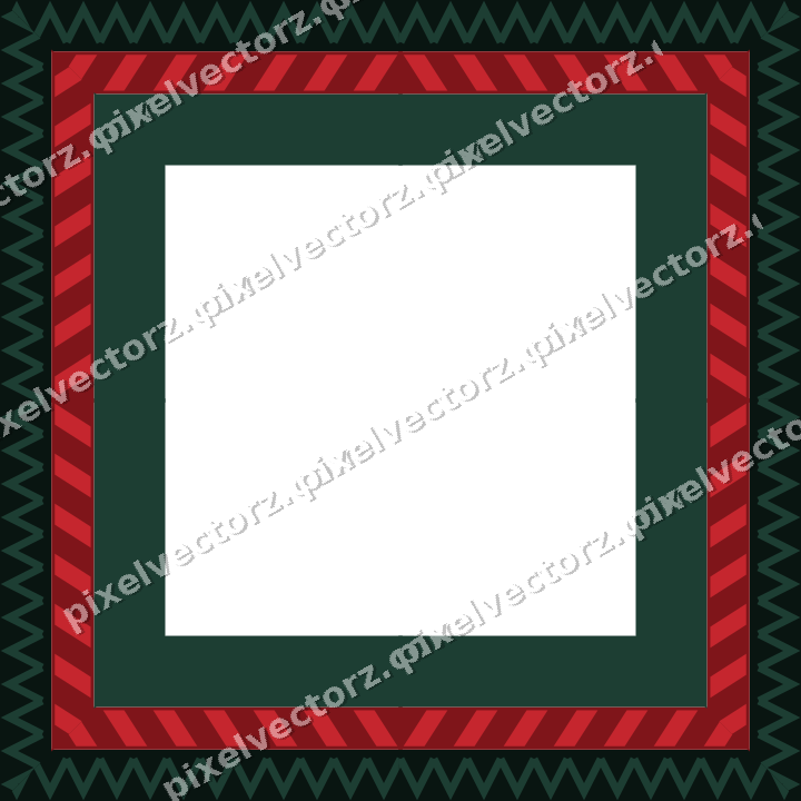 Decorative picture frame border in dark green and red with zigzag