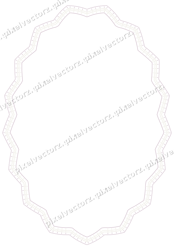 Decorative line art frame in dark magenta and lime with oval