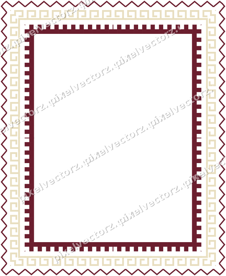 Decorative picture frame border in dark pink and red with zigzag