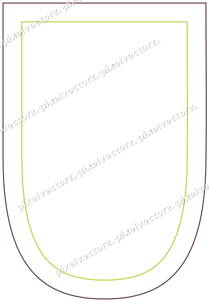 Decorative line art frame in dark magenta and lime with shield