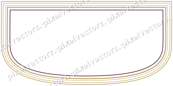 Decorative line art frame in dark magenta and amber with shield