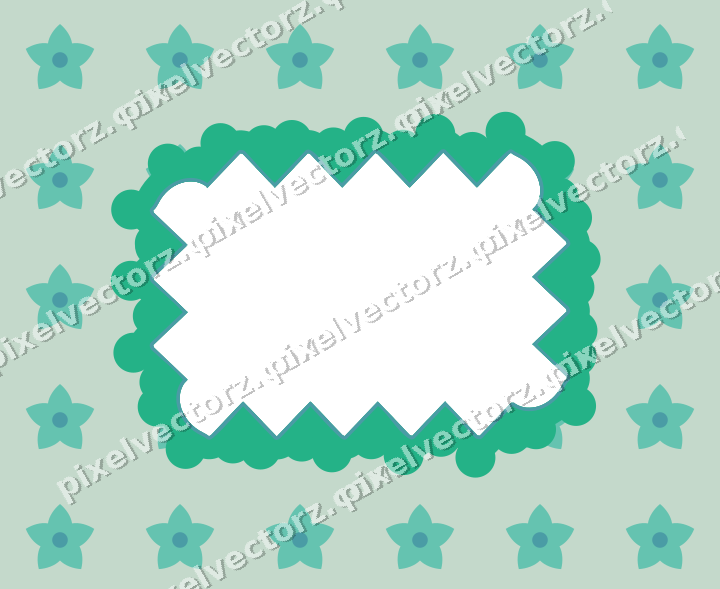 Decorative patterned mat frame in green and teal with small blossoms