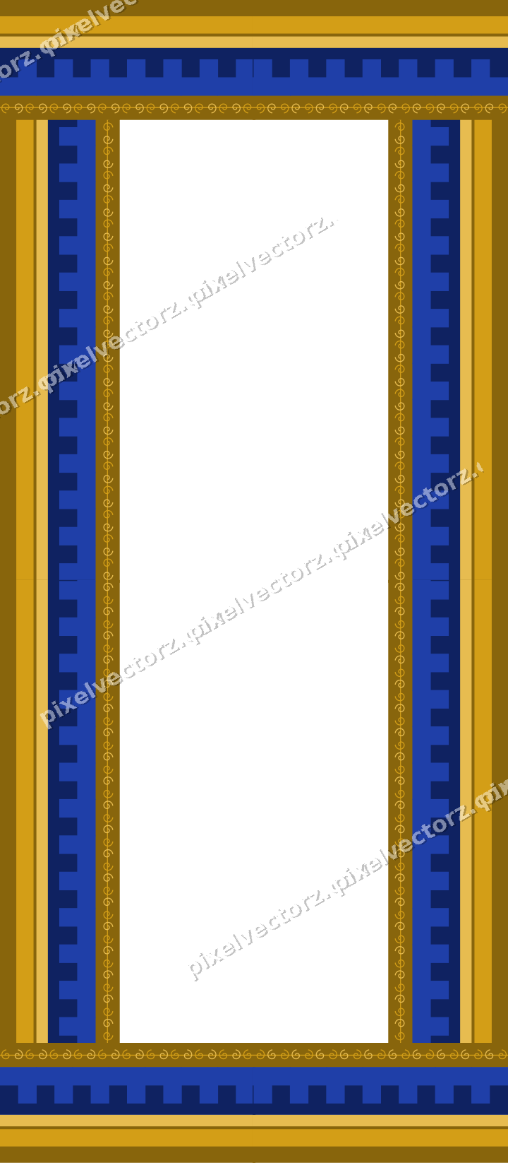 Decorative picture frame border in amber and blue with spiral scroll