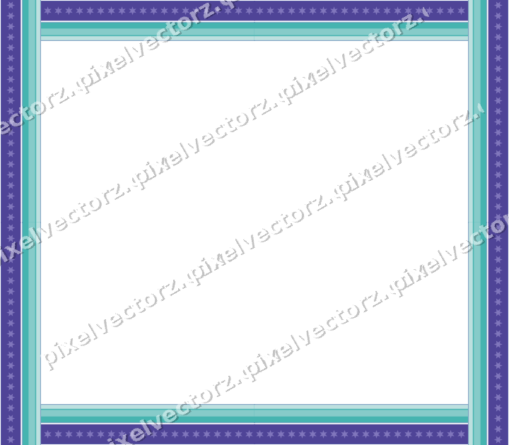 Decorative picture frame border in blue and cyan with star band