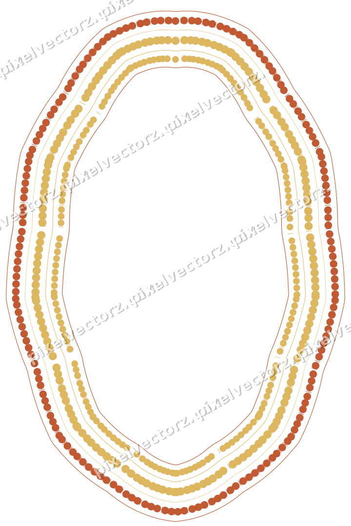 Decorative line art frame in orange and amber with oval