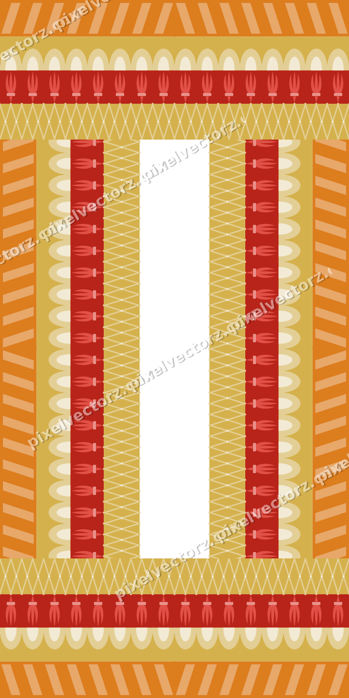 Decorative picture frame border in red and orange with diagonal band