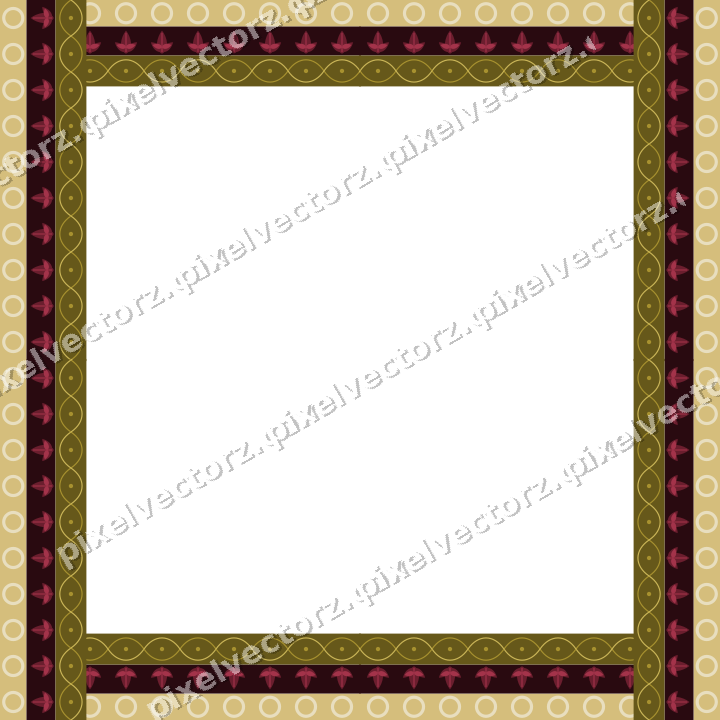 Decorative picture frame border in dark pink and red with ring chain