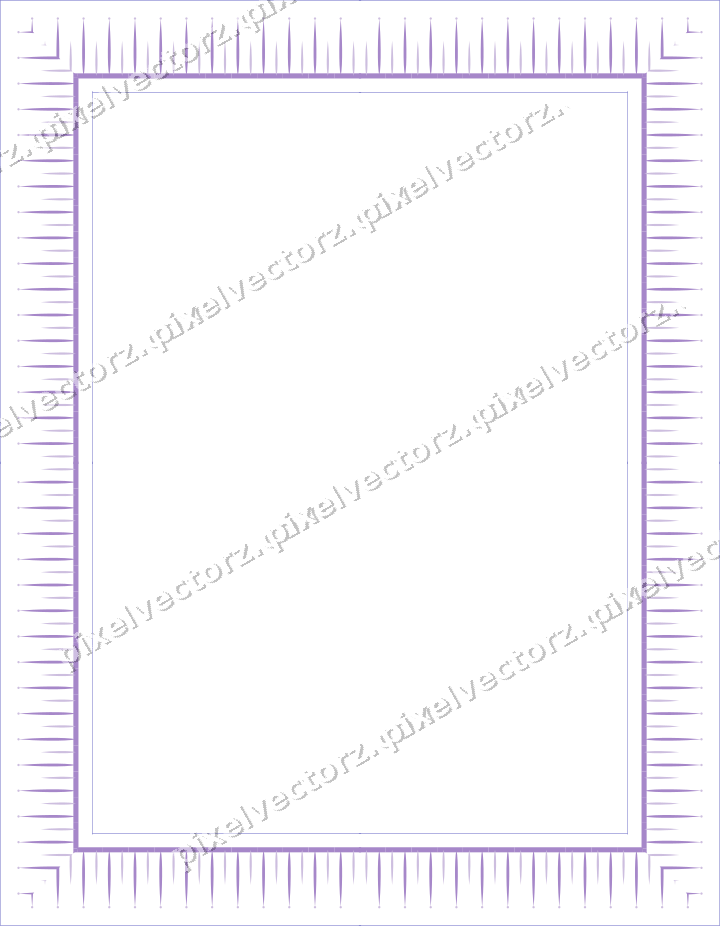 Decorative picture frame border in purple and blue with bud and stem