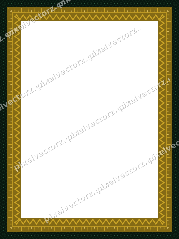 Decorative picture frame border in dark green and amber with zigzag