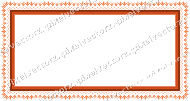 Decorative picture frame border in orange and teal with palmette
