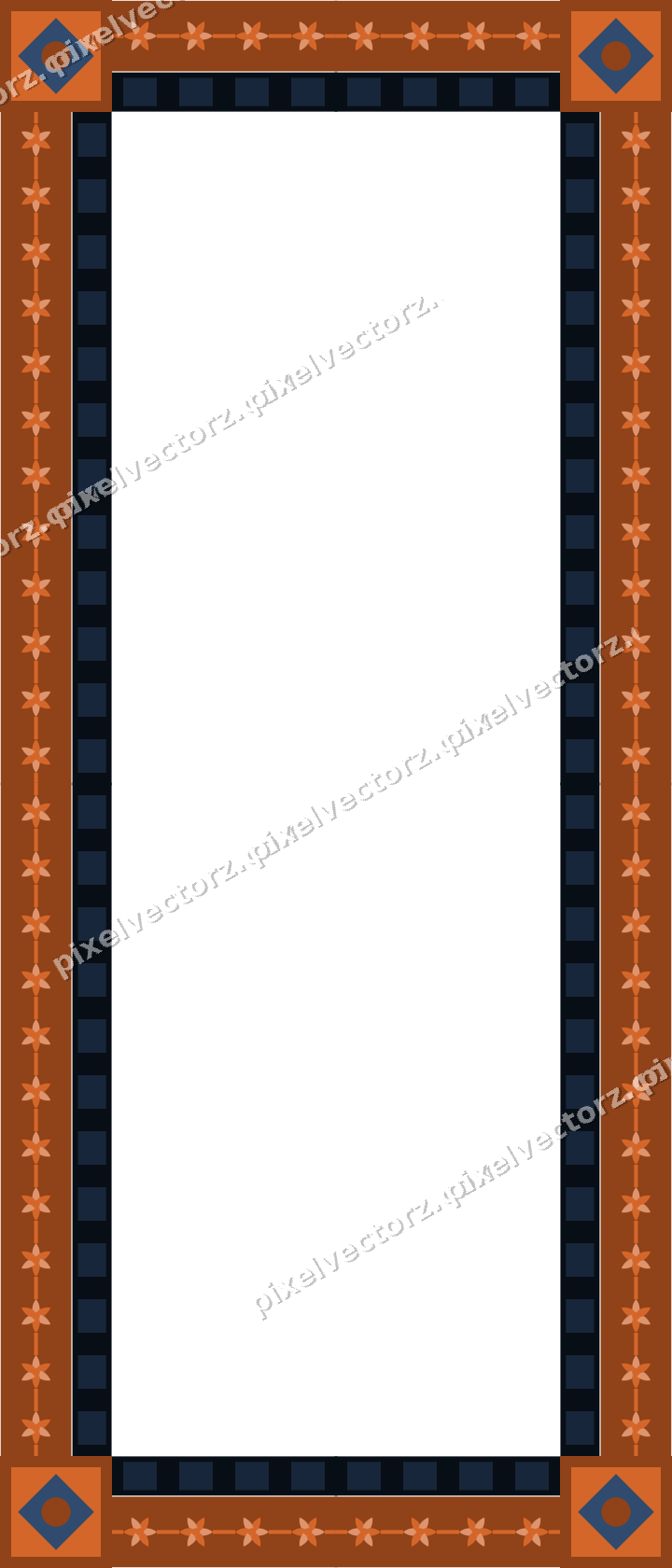 Decorative picture frame border in dark blue with rosette band