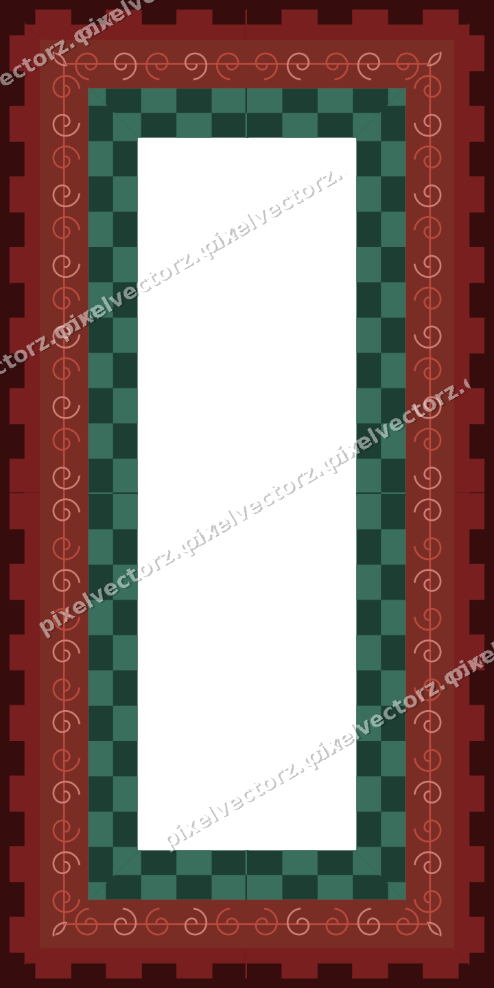 Decorative picture frame border in dark red with step band