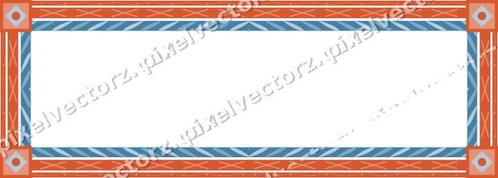 Decorative picture frame border in orange and cyan with ivy scroll