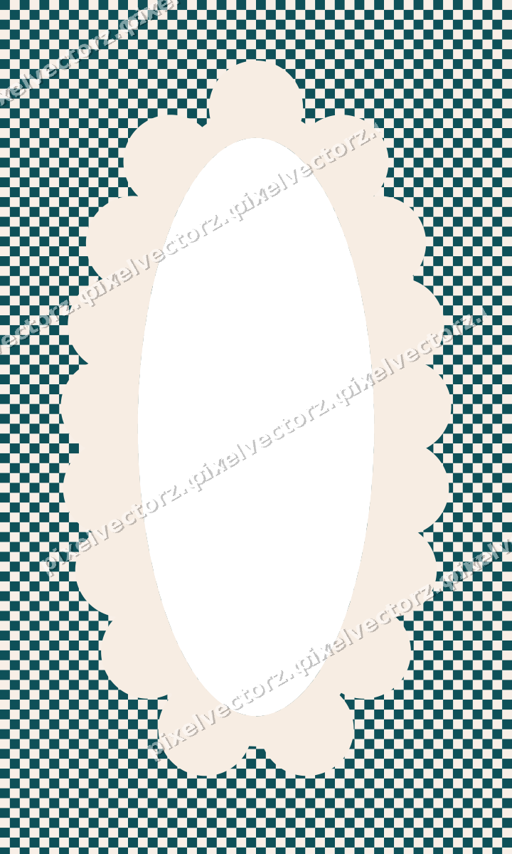 Decorative patterned mat frame in dark teal with checkerboard