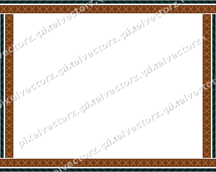 Decorative picture frame border in orange and teal with cross band