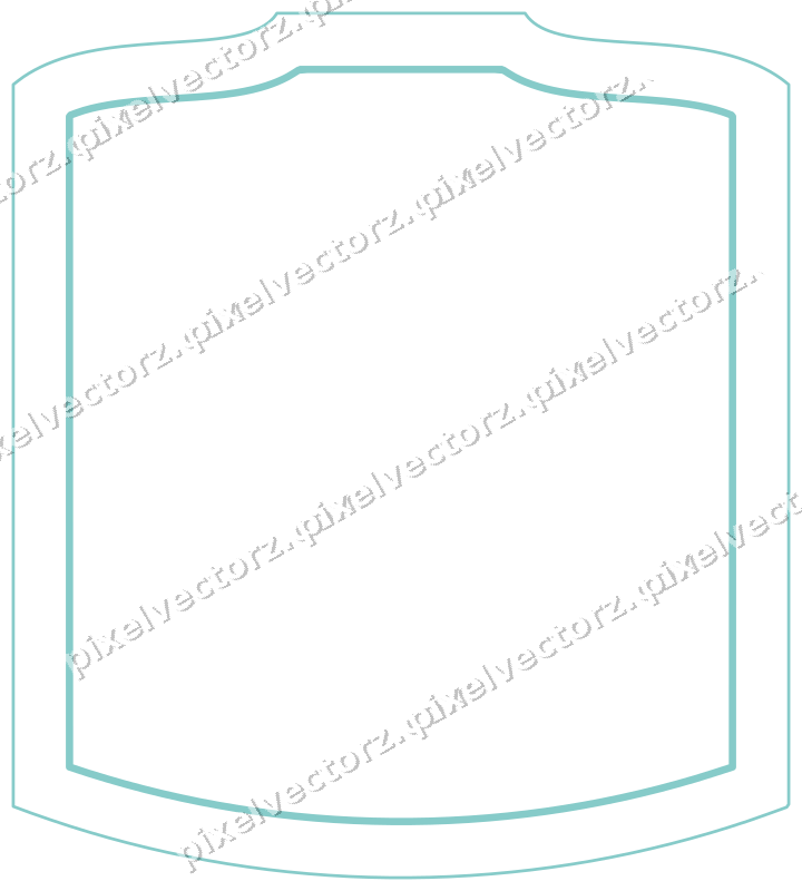 Decorative line art frame in blue and cyan with label plaque