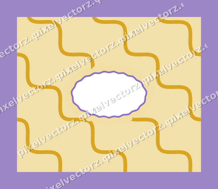 Decorative patterned mat frame in amber and purple with wavy lines