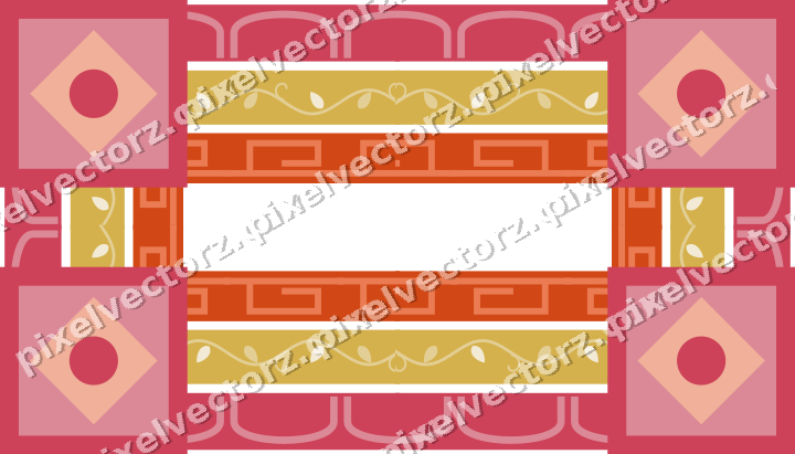 Decorative picture frame border in red and orange with arcade frieze