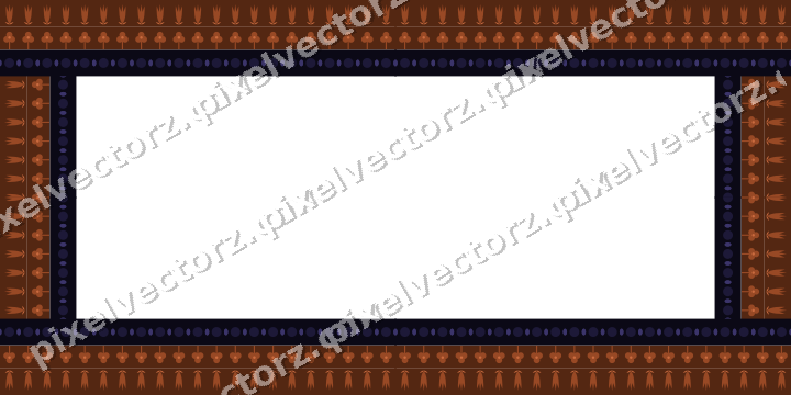 Decorative picture frame border in orange and blue with tulip frieze