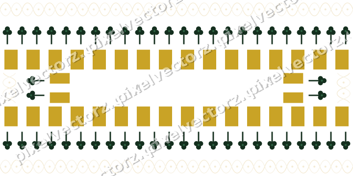 Decorative picture frame border in dark green with trefoil band