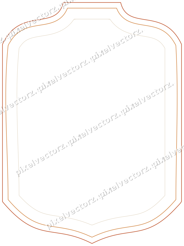 Decorative line art frame in orange and amber with label plaque