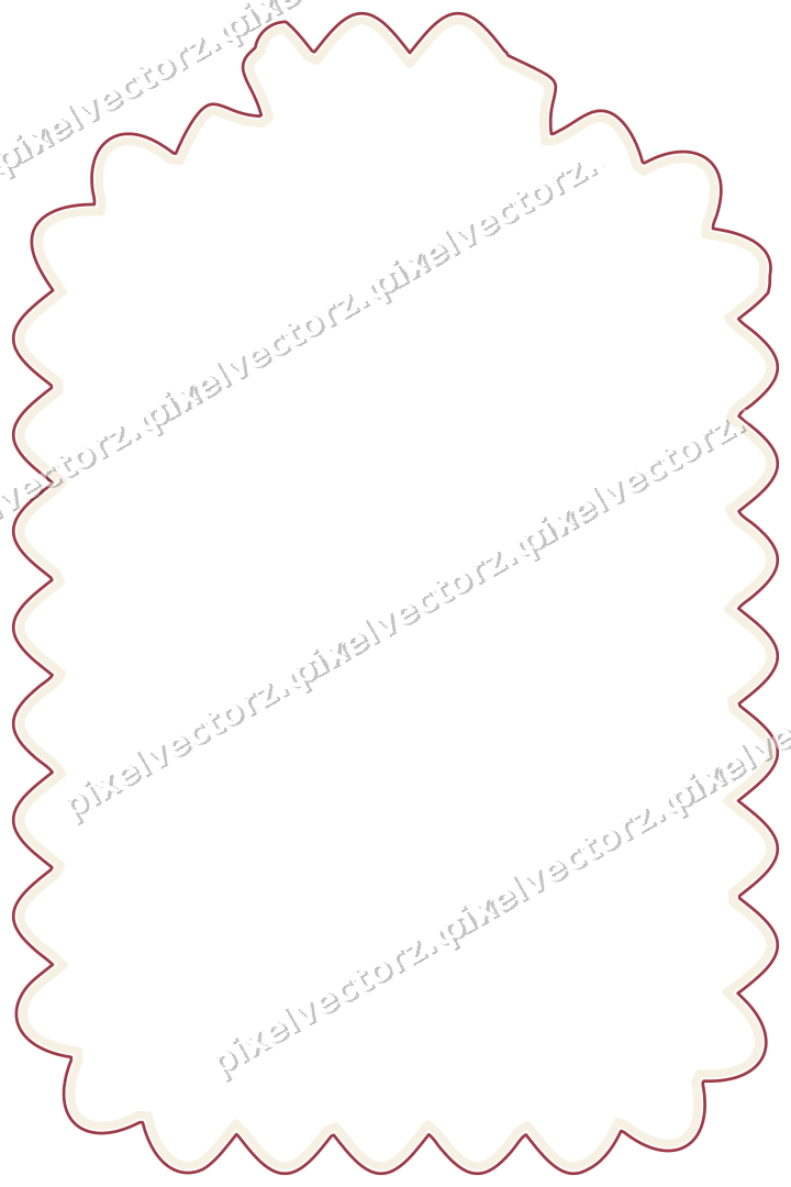 Decorative line art frame in dark pink and red with label plaque