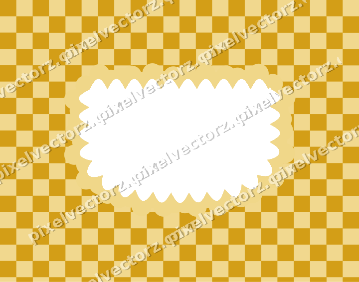Decorative patterned mat frame in amber and blue with checkerboard