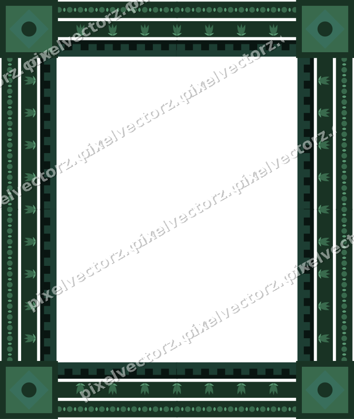 Decorative picture frame border in dark green with bead and reel