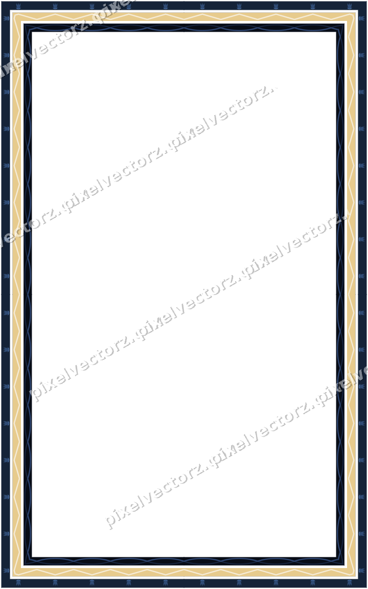 Decorative picture frame border in dark blue with tulip frieze