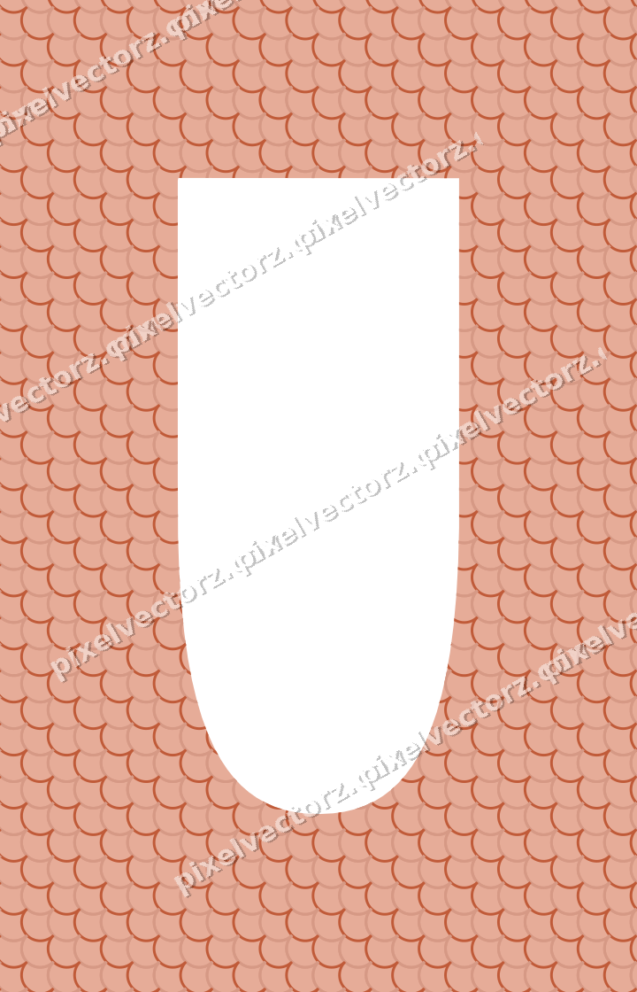 Decorative patterned mat frame in orange and cyan with scallop scales