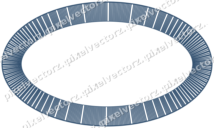 Decorative line art frame in dark blue and orange with oval