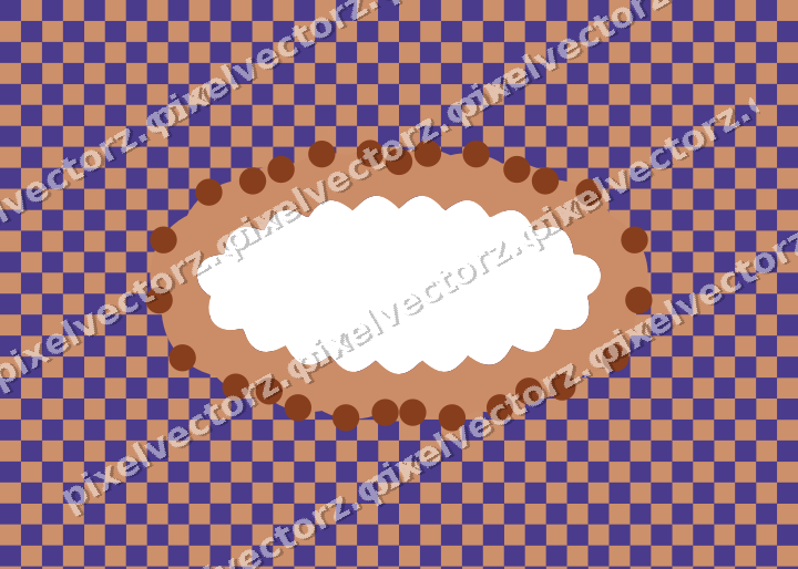Decorative patterned mat frame in orange and blue with checkerboard