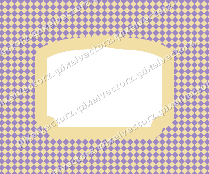 Decorative patterned mat frame in amber and purple with checkerboard