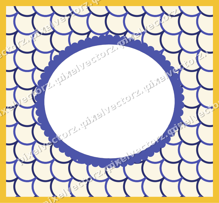 Decorative patterned mat frame in dark blue with scallop scales