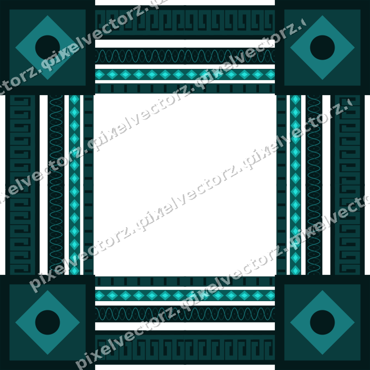 Decorative picture frame border in orange and teal with arabesque