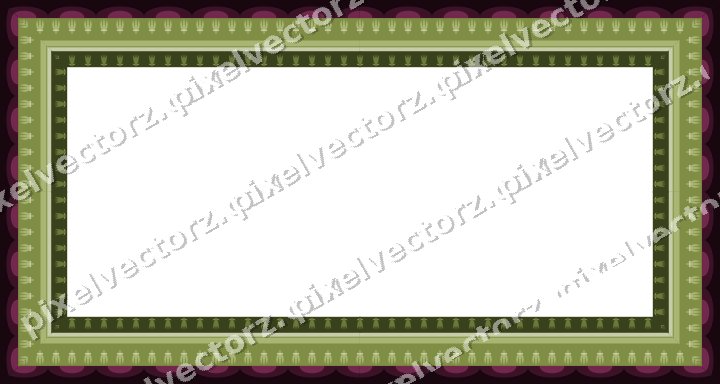 Decorative picture frame border in lime and pink with scale band