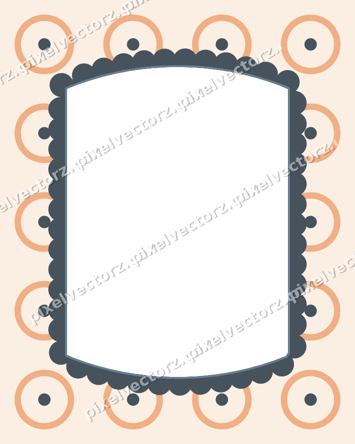 Decorative patterned mat frame in blue and orange with ring pattern