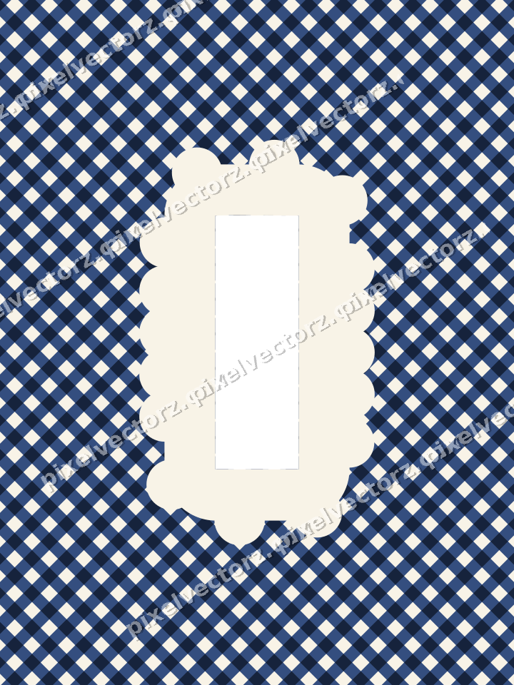 Decorative patterned mat frame in dark blue with gingham check