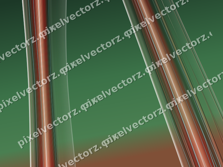 Abstract glass arc in dark green and red