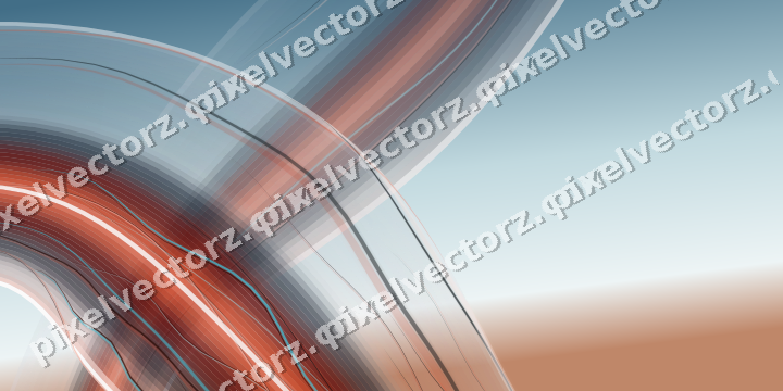 Abstract glass arc in cyan and red