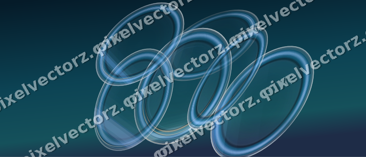 Abstract glass arc in cyan and blue