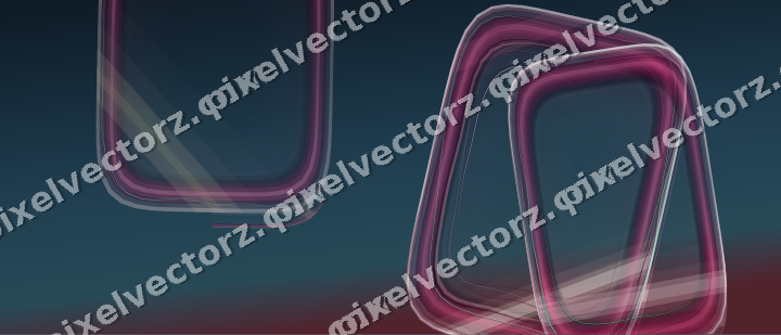 Abstract glass arc in dark pink and yellow
