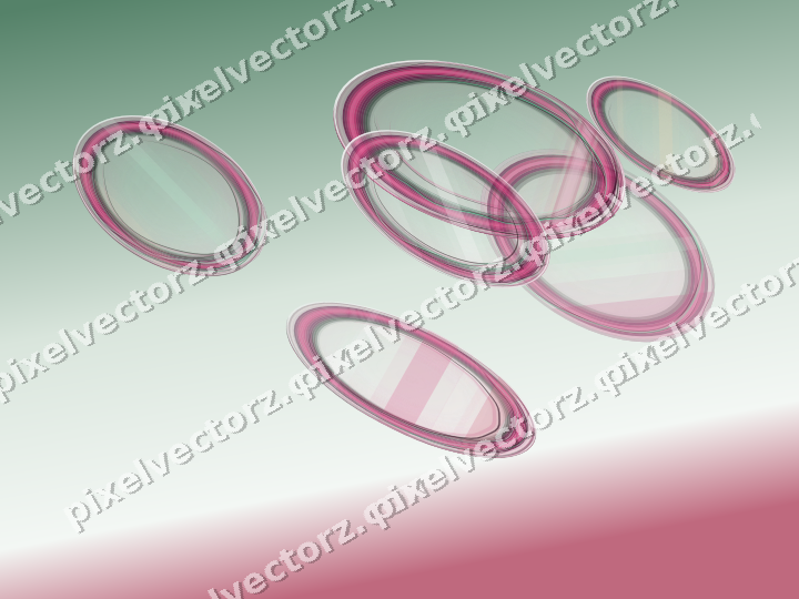 Abstract glass arc in dark pink and green