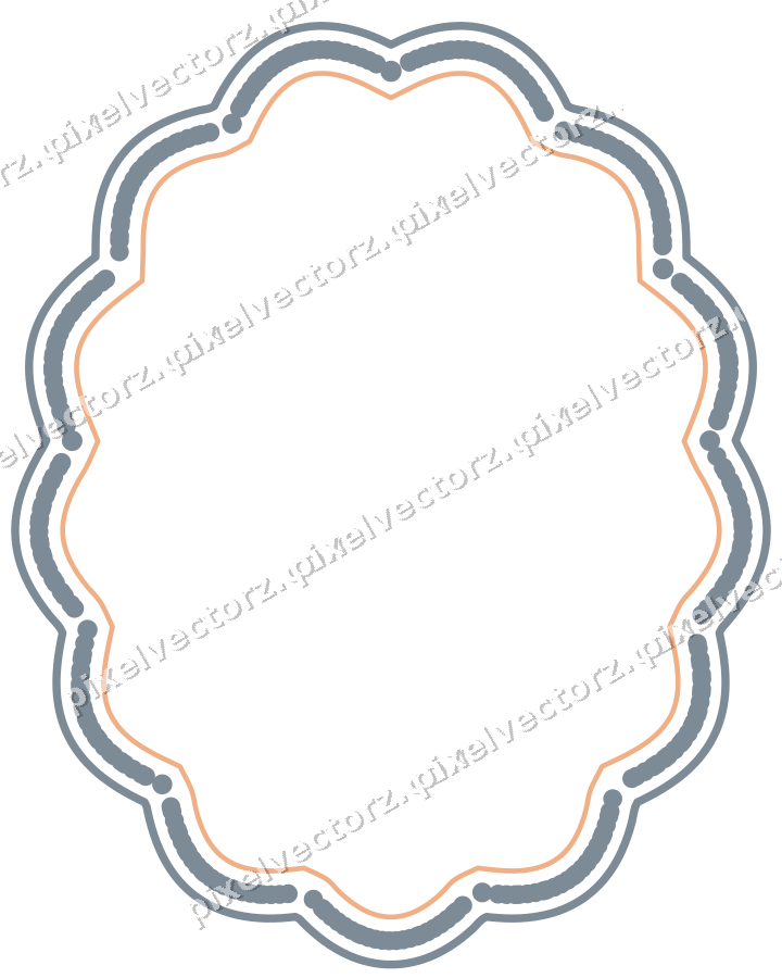 Dekorativer Zierrahmen in Blau und Orange mit Oval und Lappenrand