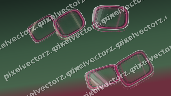 Abstract glass arc in dark pink and green