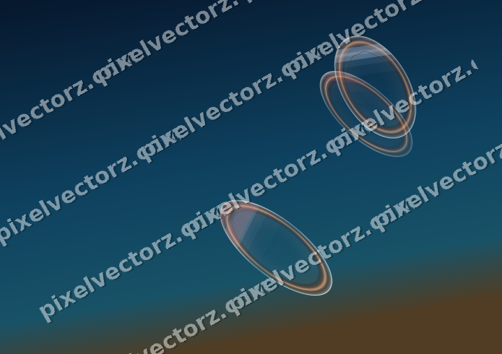 Abstract glass arc in blue and red